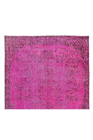 170x297 Cm El Dokuması Yeniden Boyanmış Eski Türk Halısı, Çağdaş Pembe El Yapımı Yünlü Halı