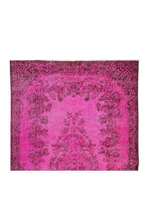 175x292 Cm El Dokuması Yeniden Boyanmış Eski Türk Halısı, Çağdaş Pembe El Yapımı Yünlü Halı