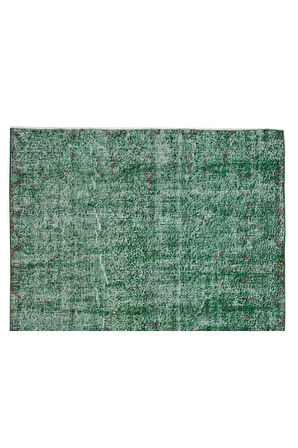 169x245 Cm El Dokuması Yeniden Boyanmış Eski Türk Halısı, Modern Yeşil El Yapımı Yünlü Halı