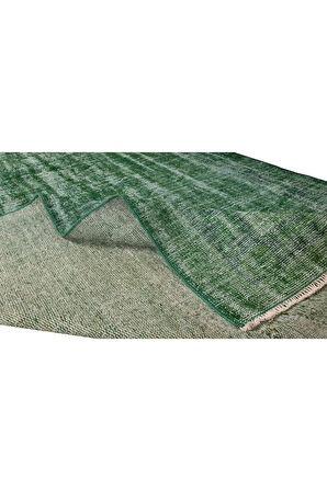 172x296 Cm El Dokuması Yeniden Boyanmış Eski Türk Halısı, Modern Yeşil El Yapımı Yünlü Halı