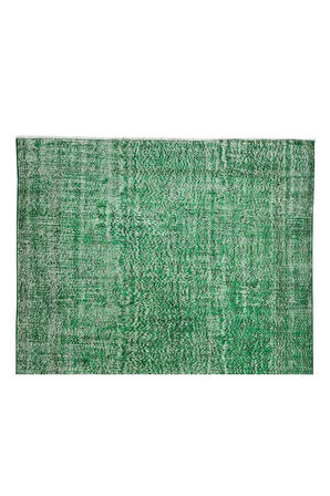 196x302 Cm El Dokuması Yeniden Boyanmış Eski Türk Halısı, Modern Yeşil El Yapımı Yünlü Halı