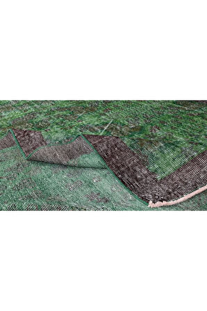 196x305 Cm El Dokuması Yeniden Boyanmış Eski Türk Halısı, Modern Yeşil El Yapımı Yünlü Halı