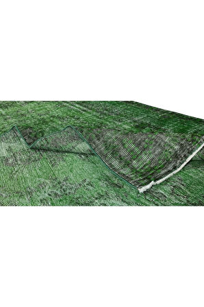 180x293 Cm El Dokuması Yeniden Boyanmış Eski Türk Halısı, Modern Yeşil El Yapımı Yünlü Halı