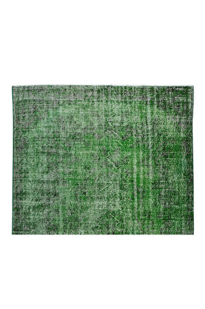 180x293 Cm El Dokuması Yeniden Boyanmış Eski Türk Halısı, Modern Yeşil El Yapımı Yünlü Halı
