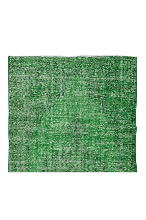 158x283 Cm El Dokuması Yeniden Boyanmış Eski Türk Halısı, Modern Yeşil El Yapımı Yünlü Halı