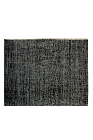 173x266 Cm El Dokuması Yeniden Boyanmış Eski Türk Halısı, Modern Siyah El Yapımı Yünlü Halı