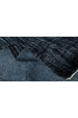 170x285 Cm El Dokuması Yeniden Boyanmış Eski Türk Halısı, Modern Siyah El Yapımı Yünlü Halı