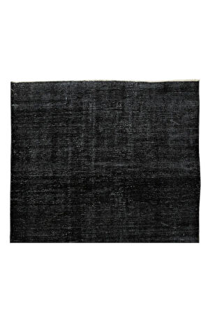 166x280 Cm El Dokuması Yeniden Boyanmış Eski Türk Halısı, Modern Siyah El Yapımı Yünlü Halı