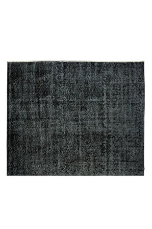 170x277 Cm El Dokuması Yeniden Boyanmış Eski Türk Halısı, Modern Siyah El Yapımı Yünlü Halı