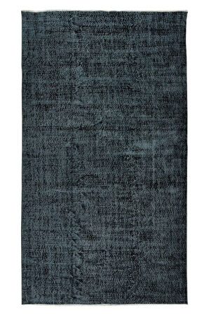 163x285 Cm El Dokuması Yeniden Boyanmış Eski Türk Halısı, Modern Gri El Yapımı Yünlü Halı