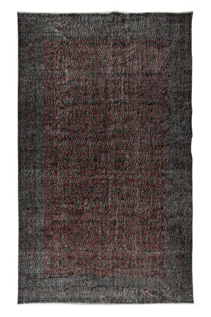 196x321 Cm El Dokuması Yeniden Boyanmış Eski Türk Halısı, Modern Kırmızı El Yapımı Yünlü Halı