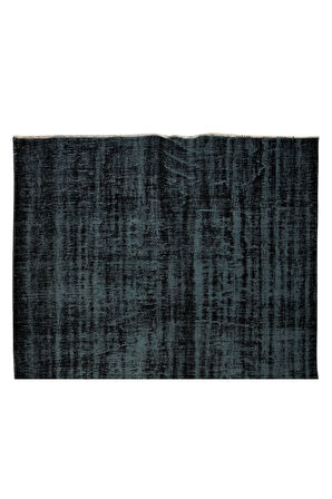 183x276 Cm El Dokuması Yeniden Boyanmış Eski Türk Halısı, Modern Siyah El Yapımı Yünlü Halı