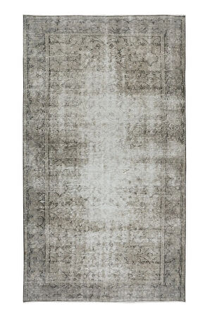 159x269 Cm El Dokuması Halı, Modern Gri El Yapımı Yünlü Halı, 1960'lardan Yünlü Salon Halısı