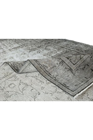 159x269 Cm El Dokuması Halı, Modern Gri El Yapımı Yünlü Halı, 1960'lardan Yünlü Salon Halısı