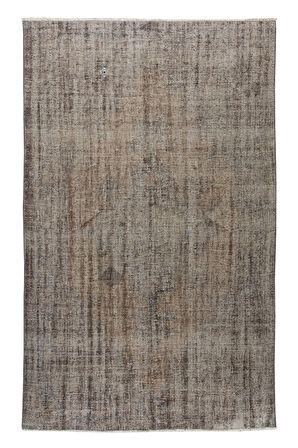 172x273 Cm El Dokuması Yeniden Boyanmış Eski Türk Halısı, Modern Gri El Yapımı Yünlü Halı