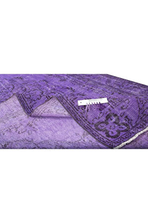173x308 Cm El Dokuması Yeniden Boyanmış Eski Türk Halısı, Modern Mor El Yapımı Yünlü Halı