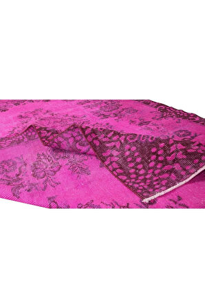 175x264 Cm El Dokuması Yeniden Boyanmış Eski Türk Halısı, Çağdaş Pembe El Yapımı Yünlü Halı