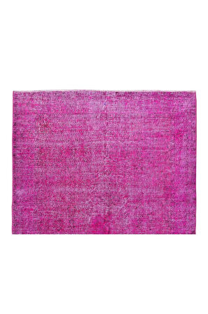 203x316 Cm Pembe Renkli Yünlü Halı, Modern El Dokuması Yeniden Boyanmış Eski Türk Halısı