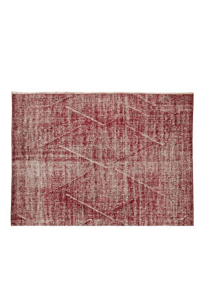 171x245 Cm El Dokuması Yeniden Boyanmış Eski Türk Halısı, Modern Kırmızı El Yapımı Yünlü Halı