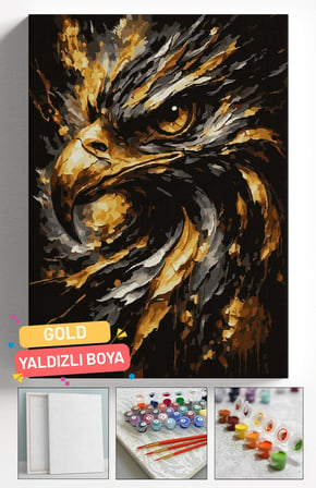 Sayılarla Boyama Seti Numaralı Tuval Fırça Boya Askı Aparatı Dahil Set 40x50 Cm - TEK GÖZ KARTAL