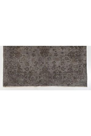 ( 185 X 278 Cm) Gri Tonlarda %100 El Dokuması Anadolu Halısı, Madalyon Ve Çiçek Desenli Halı