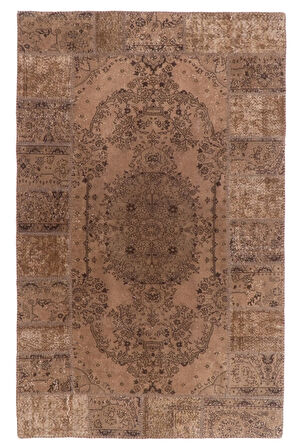 (180 X 247 CM) Kahverengi Renkli %100 El Dokuması Anadolu Halısı, Madalyon Desenli Isparta Halısı