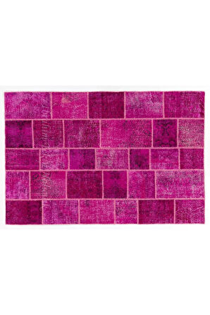 200x300 cm Pembe Tonlarda, El Dokuması, Otantik, Modern Patchwork Halı
