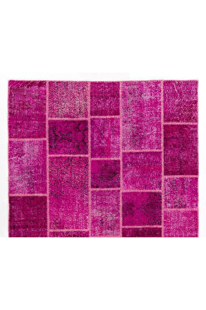 200x300 cm Pembe Tonlarda, El Dokuması, Otantik, Modern Patchwork Halı