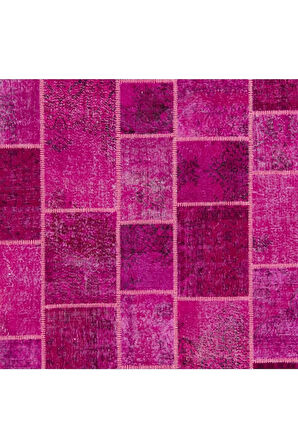 200x300 cm Pembe Tonlarda, El Dokuması, Otantik, Modern Patchwork Halı