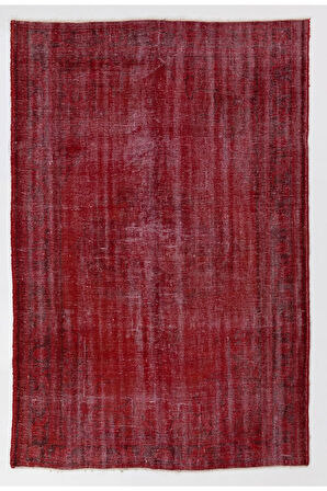 (165 X 250 CM) Kırmızı Renkli El Dokuması Anadolu Halısı, Otantik Ve Modern Halı