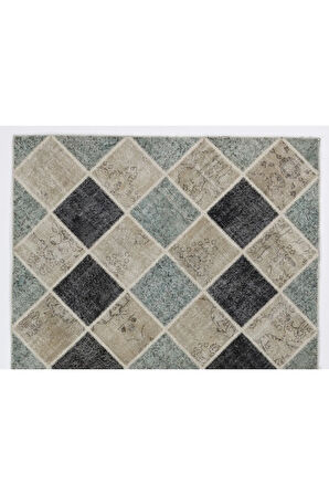 200x300 cm Açık Tonlarda El Dokuması Patchwork Halı, Çok Renkli Patchwork