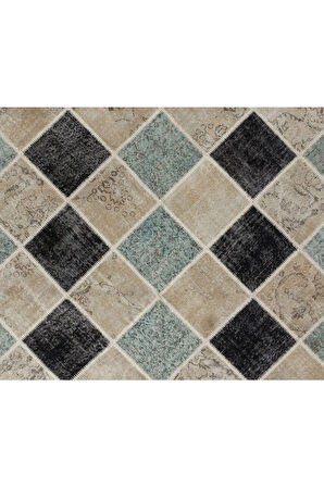 200x300 cm Açık Tonlarda El Dokuması Patchwork Halı, Çok Renkli Patchwork