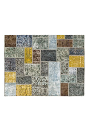 200x300 cm Çok Renkli El Dokuması Patchwork Halı Geometrik Patchwork, Modern Alan Halısı