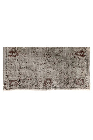(190 X 276 CM) Kahverengi Tonlarda El Ile Dokunmuş Çiçek Desenli Anadolu Halısı
