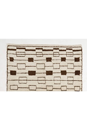 150x180 Cm El Dokuması Tülü Halı, Yumuşak Halı, Yünden Yapılmış Bej Halı, Çağdaş Fas Halısı