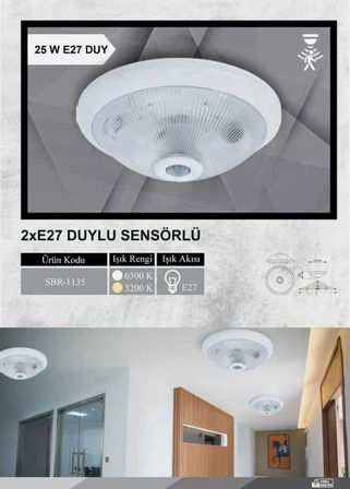  Sensörlü Tavan 360 Hareket Sensörlü E27 Tavan Armatürü  5 Adet