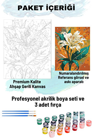 Sayılarla Boyama Seti Numaralı Tuval Fırça Boya 40x50 Cm - TEK LİLYUM