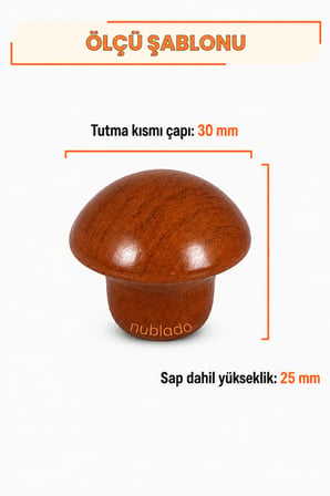 Mantar Düğme Kulp Armut Metal 30 mm Çekmece Dolap Gardırop Mutfak Vestiyer Mobilya Kulpu Tek Vidalı Ergonomik Dekoratif Minimalist Tasarım 1 Adet
