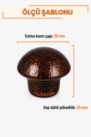 Mantar Düğme Kulp Bakır Metal 30 mm Çekmece Dolap Gardırop Mutfak Vestiyer Mobilya Kulpu Tek Vidalı Ergonomik Dekoratif Minimalist Tasarım 1 Adet