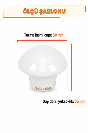Mantar Düğme Kulp Beyaz Metal 30 mm Çekmece Dolap Gardırop Mutfak Vestiyer Mobilya Kulpu Tek Vidalı Ergonomik Dekoratif Minimalist Tasarım 1 Adet
