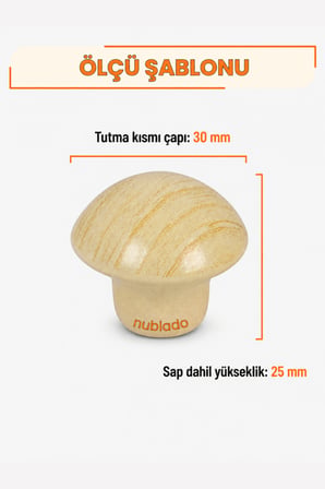 Mantar Düğme Kulp Çam Metal 30 mm Çekmece Dolap Gardırop Mutfak Vestiyer Mobilya Kulpu Tek Vidalı Ergonomik Dekoratif Minimalist Tasarım 1 Adet