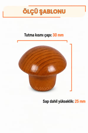 Mantar Düğme Kulp Fındık Metal 30 mm Çekmece Dolap Gardırop Mutfak Vestiyer Mobilya Kulpu Tek Vidalı Ergonomik Dekoratif Minimalist Tasarım 1 Adet