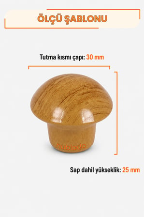  Mantar Düğme Kulp Kayın Metal 30 mm Çekmece Dolap Gardırop Mutfak Vestiyer Mobilya Kulpu Tek Vidalı Ergonomik Dekoratif Minimalist Tasarım 1 Adet