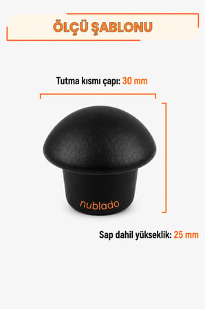 Mantar Düğme Kulp Mat Siyah Metal 30 mm Çekmece Dolap Gardırop Mutfak Vestiyer Mobilya Kulpu Tek Vidalı Ergonomik Dekoratif Minimalist Tasarım 1 Adet