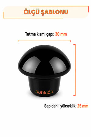 Mantar Düğme Kulp Parlak Siyah Metal 30 mm Çekmece Dolap Gardırop Mutfak Vestiyer Mobilya Kulpu Tek Vidalı Ergonomik Dekoratif Minimalist Tasarım 1 Adet