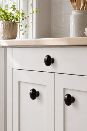 Mantar Düğme Kulp Parlak Siyah Metal 30 mm Çekmece Dolap Gardırop Mutfak Vestiyer Mobilya Kulpu Tek Vidalı Ergonomik Dekoratif Minimalist Tasarım 1 Adet