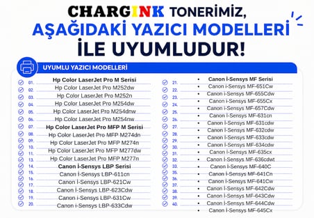 Chargink Canon MF655CDW Siyah Muadil Toner CF540A
