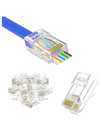 RJ45 Delikli Konnektör Yeni Nesil - 100'LÜ Paket