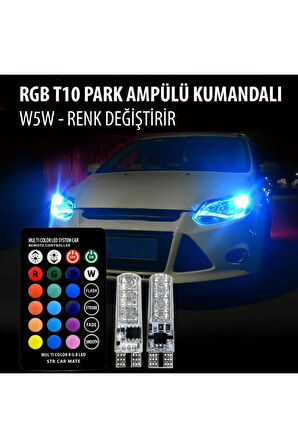 T10 Rgb Kumandalı Çakarlı Park Ampülleri