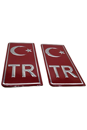 Tr Plaka Kabartma Sticker 2'li - Türkiye Plaka Pleksi Kabartma Sticker (2 Adet)